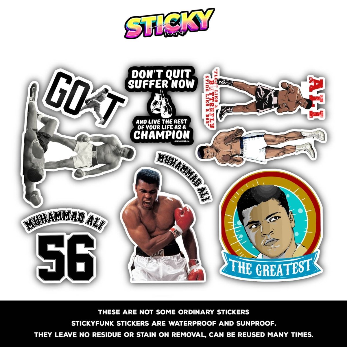 MUHAMMAD ALI MINI STICKERS SHEET - stickyfunk premium stickers