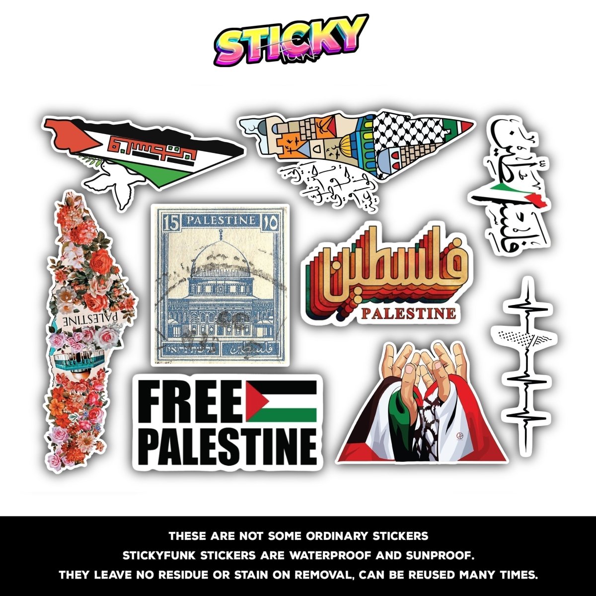 PALESTINE STICKERS SHEET - stickyfunk premium stickers