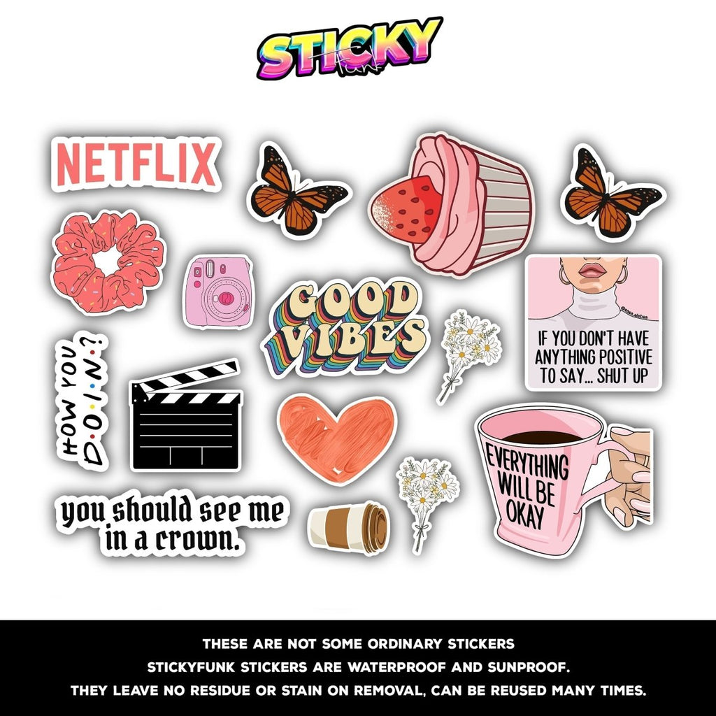 PINK AESTHETIC MINI STICKERS SHEET - stickyfunk premium stickers