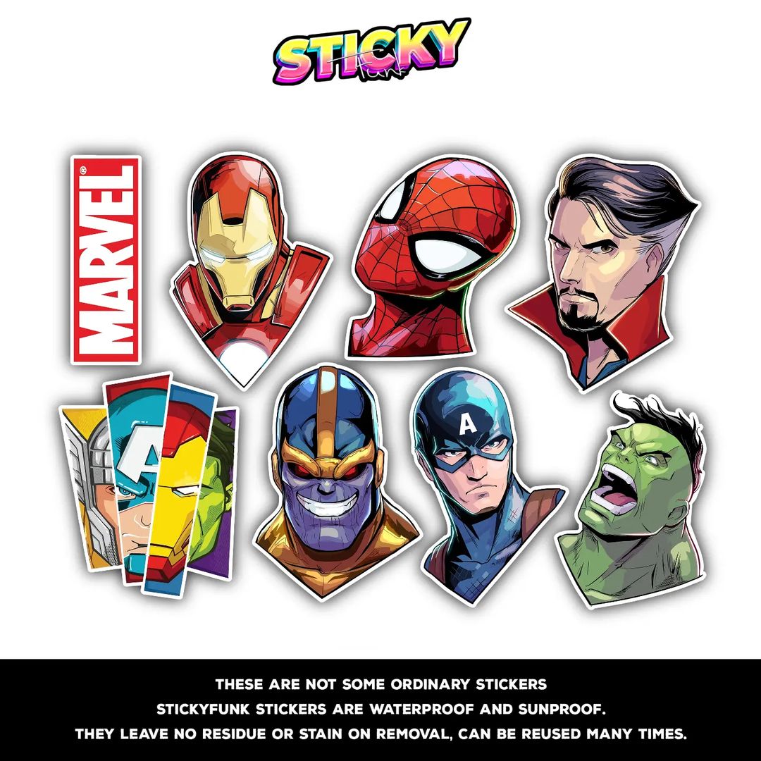 MARVELS MINI STICKERS SHEET - stickyfunk premium stickers
