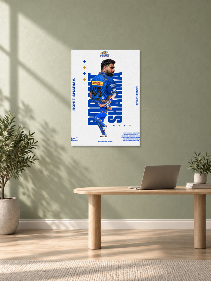 Rohit Sharma Mumbai Indians Cricket Wall Poster – Hitman