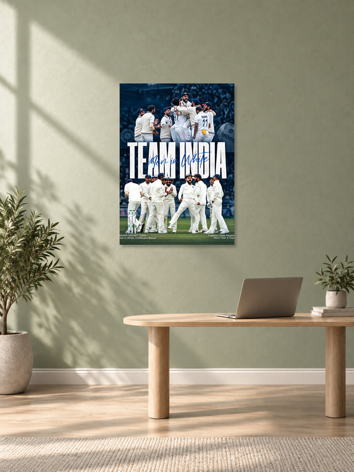 Team India Test Cricket Wall Poster – Men in White