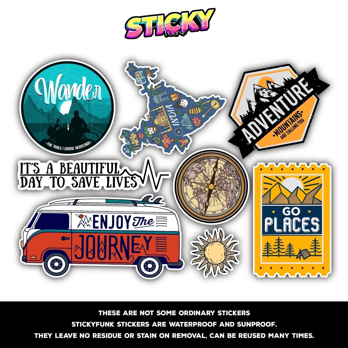 TRAVEL MINI STICKERS SHEET - stickyfunk premium stickers