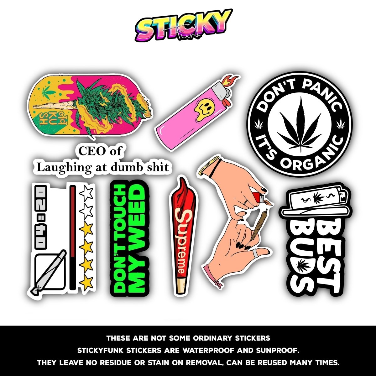 STONERS MINI STICKERS SHEET - stickyfunk premium stickers